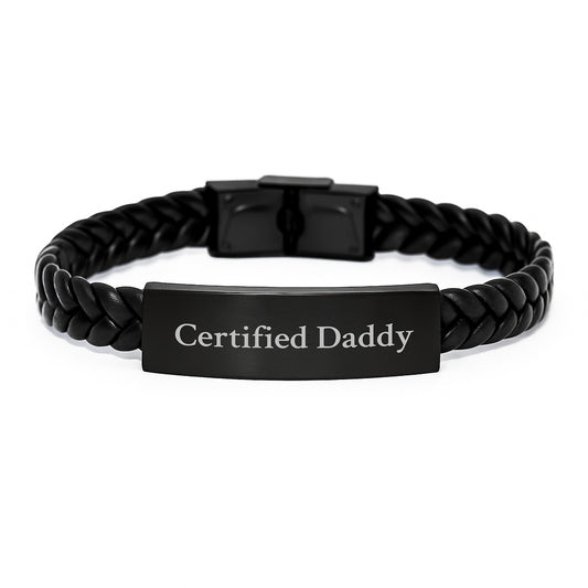 Funny Daddy Quote Interlaced Leather Bracelet, Gifts for Daddy on Birthday, Handcrafted with Stainless Steel and PU Leather, Unique Men's Jewelry from Family - Image 1