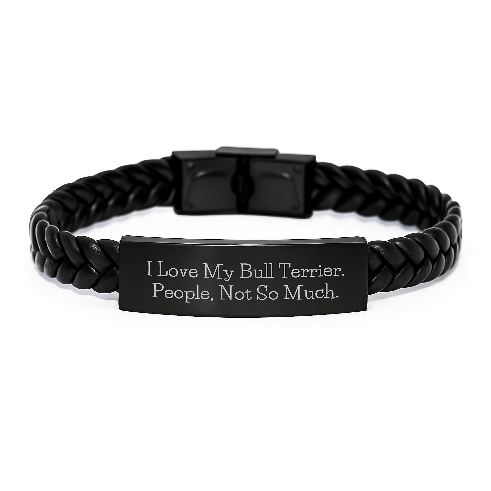 Bull Terrier Dog Lover's Humorous Graduation Gift Interlaced Leather Bracelet - Gifts from Friends to Family - Image 1