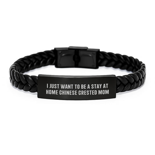 Funny Chinese Crested Dog Mom Gifts - Interlaced Leather Birthday Jewelry for Her from Family Friends - Image 1