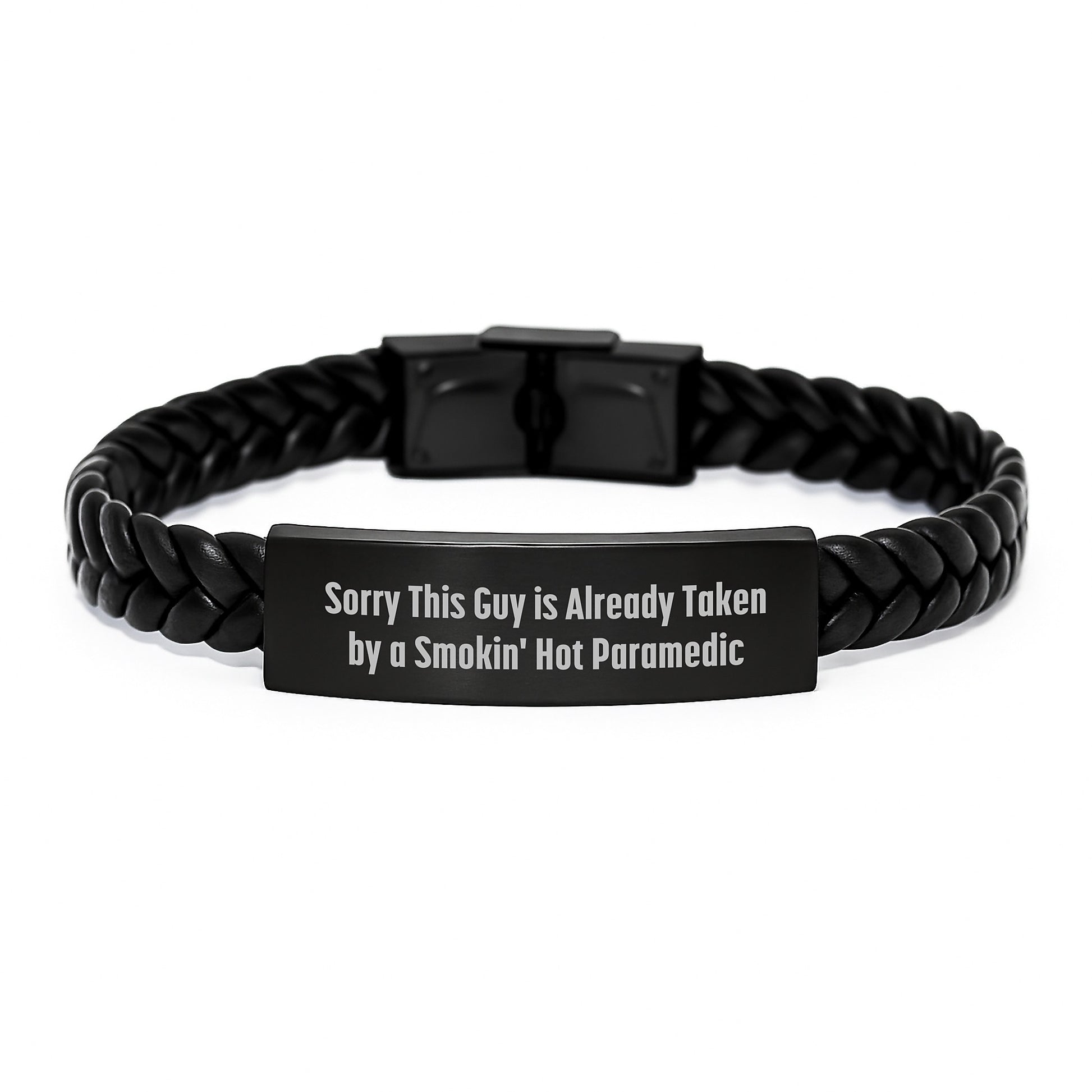 Funny Rescue Worker Gifts from Men to Friends - Interlaced Leather Bracelet for Birthday - Sorry This Guy Is Already Taken - Image 1