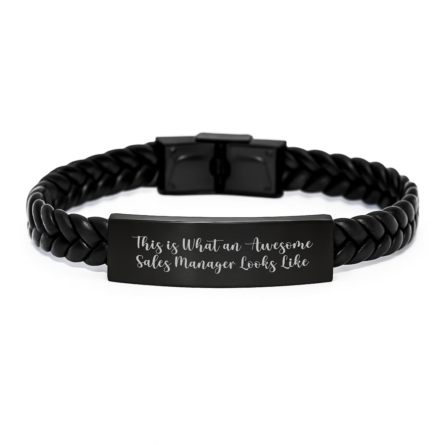 Funny Sales Manager Gifts from Men, Gifts for Sales Manager on Birthday - Interlaced Leather Bracelet with Stainless Steel - Image 1