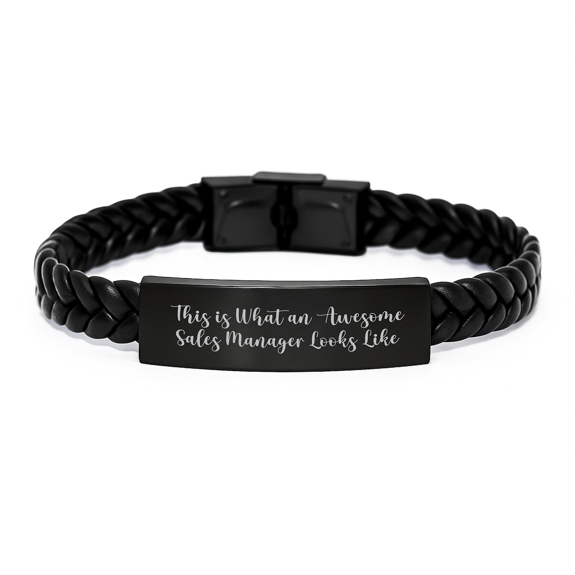 Funny Sales Manager Gifts from Men, Gifts for Sales Manager on Birthday - Interlaced Leather Bracelet with Stainless Steel - Image 1