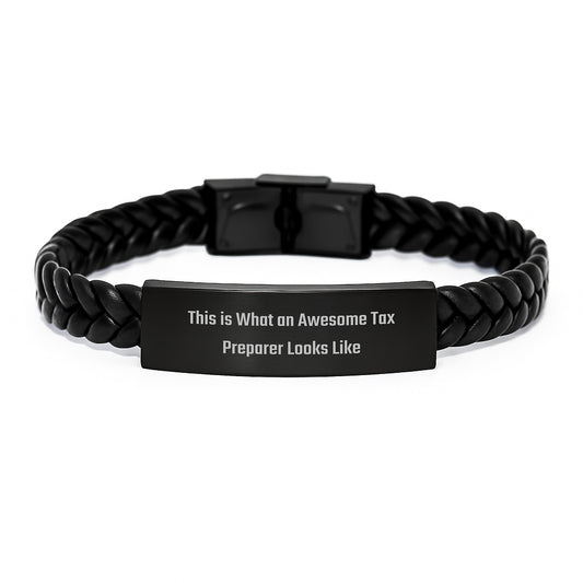 Awesome Tax Preparer Gifts, Funny Quote Interlaced Leather Bracelet for Birthday, Gifts from Friends to Family, Tax Preparer Appreciation - Image 1