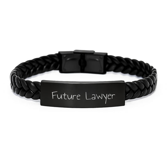 Funny Future Lawyer Gifts from Mom - Inspirational Interlaced Leather Birthday Unique Gifts for Him or Her, Engraved Stainless Steel and PU Leather Combination, 7.87 inches, Gift for Future Lawyer - Image 1