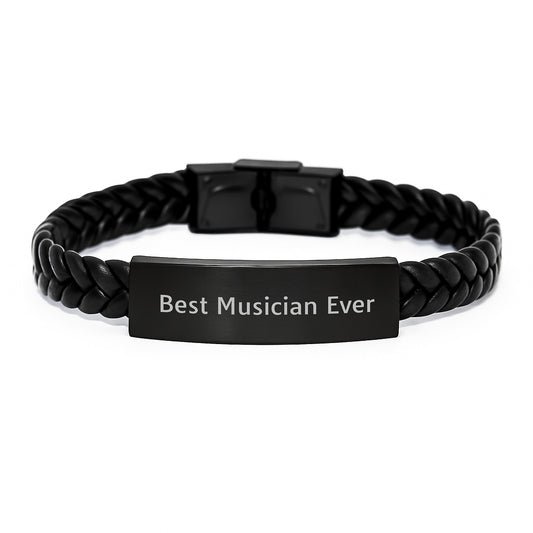 Funny Musician Gifts from Friends to Best Musician Ever Interlaced Leather Bracelet for Graduation, Musician Accessories with Inspirational Quote - Image 1