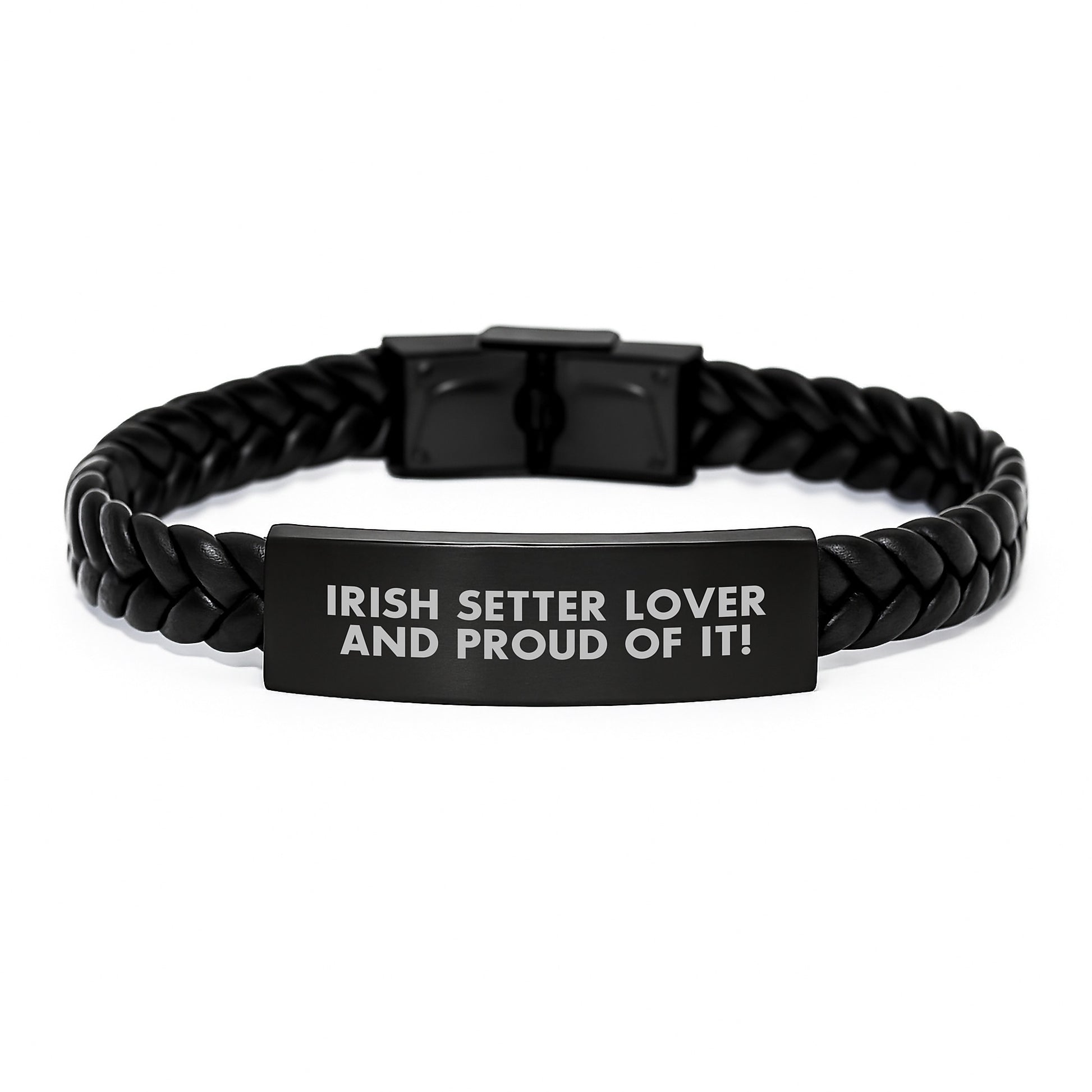 Irish Setter Dog Lover Gifts from Family, Interlaced Leather Birthday Unique Irish Setter Interconnected Braces for Men and Women, 'Irish Setter Lover And Proud Of It!' Quote - Image 1