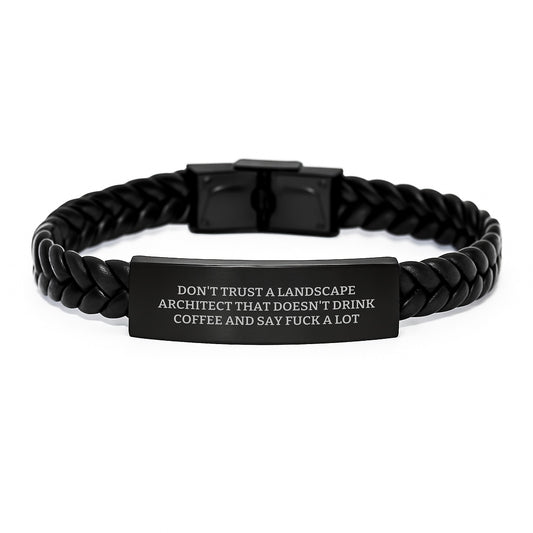 Funny Landscape Architect Gifts from Friends - Interlaced Leather Bracelet for Men and Women - Birthday Unique Present with Attitude - Image 1