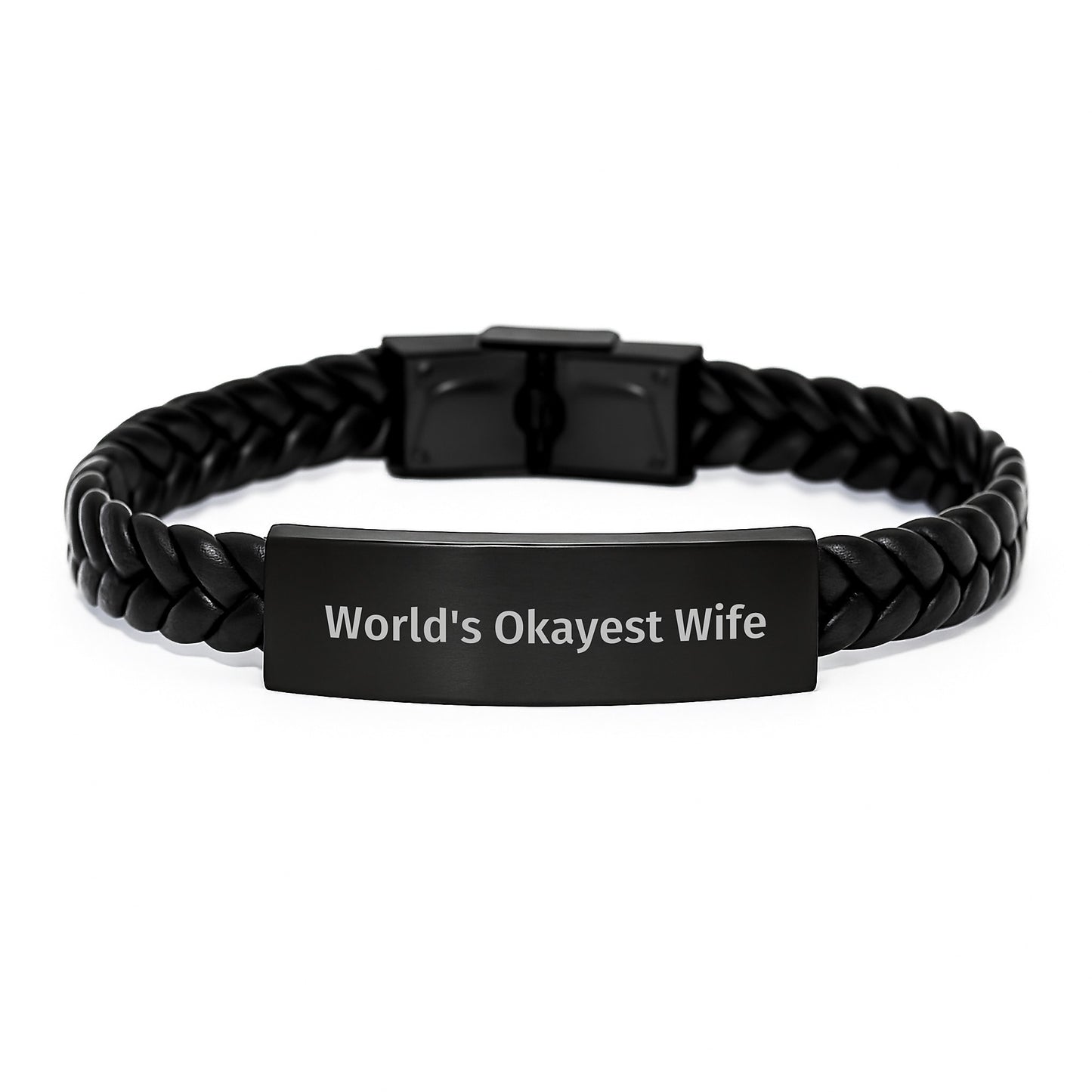 Wife Gifts from Men Funny Interlaced Leather Bracelet Okayest Wife Graduation Unique Gifts - Image 1