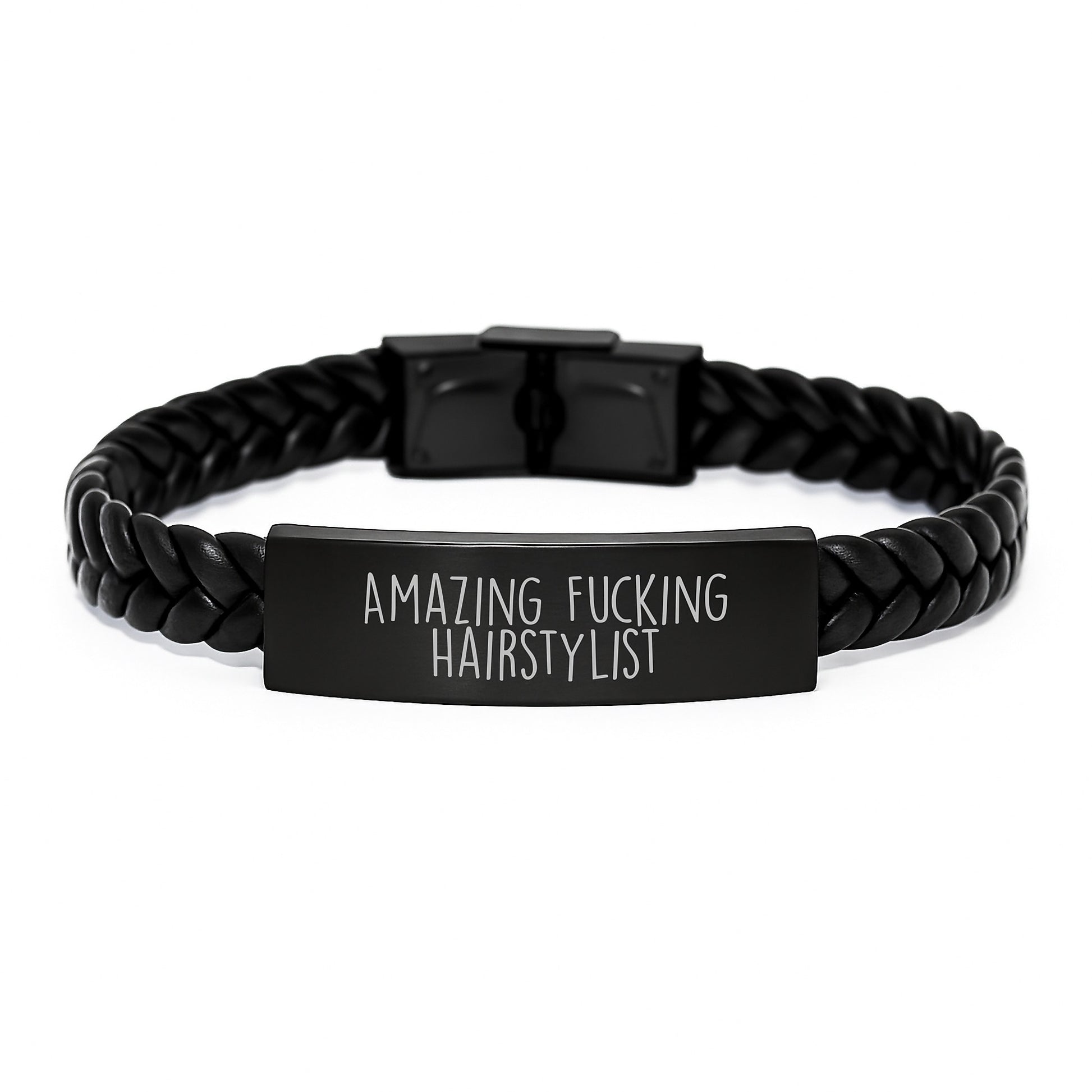 Funny Hairstylist Gifts from Friends - Amazing Interlaced Leather Bracelet for Graduation, Unique Presents for Hairstylist, Men, Women, Friends, Coworkers, Family - Image 1