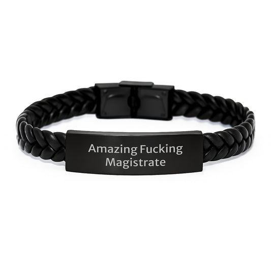Funny Magistrate Gifts for Men - Interlaced Leather Bracelet, Amazing Quote, Graduation Unique Gifts from Family - Image 1
