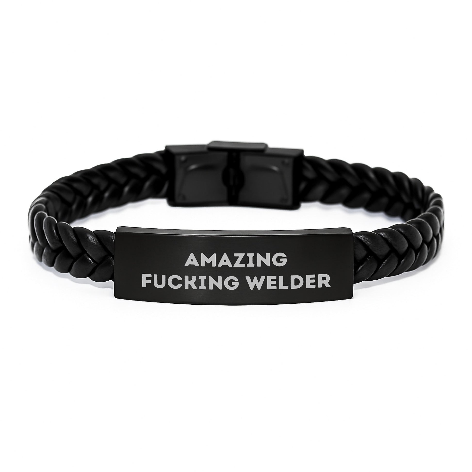 Funny Welder Gifts from Men to Welder Friends - Amazing Interlaced Leather Bracelet for Graduation Unique Gifts - Image 1