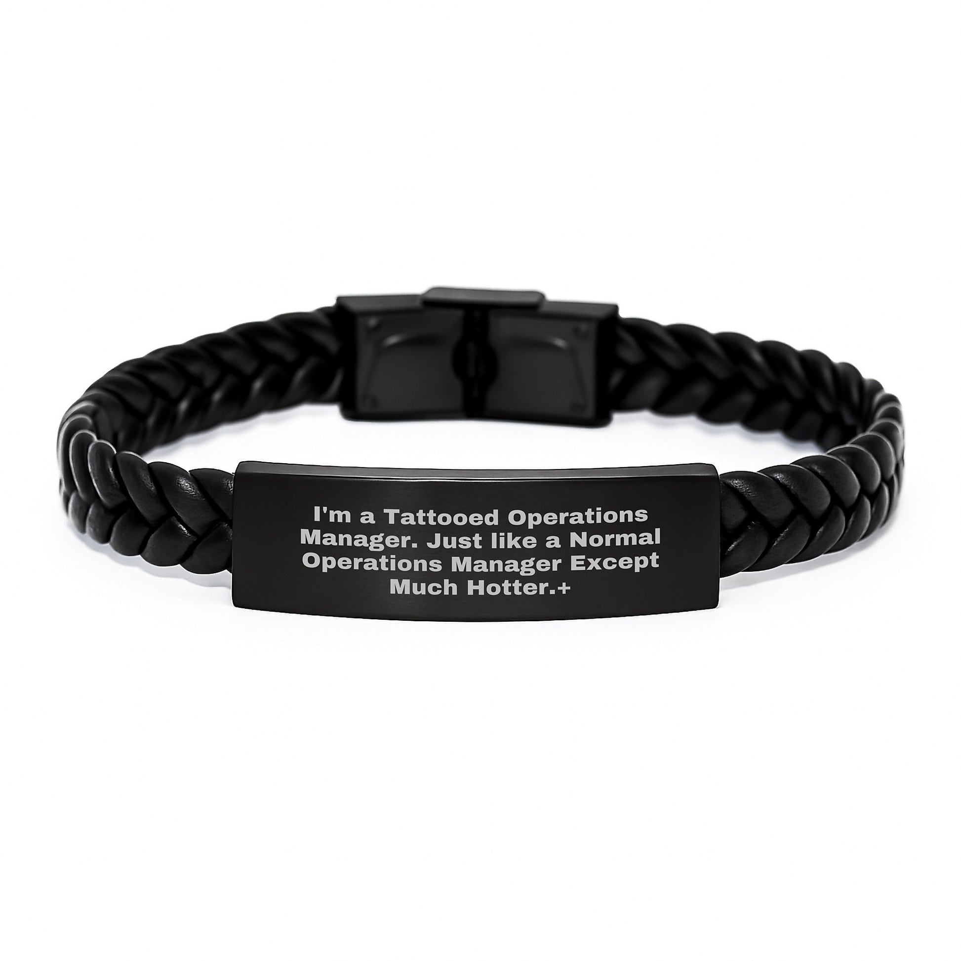 Funny Operations Manager Gifts, Interlaced Leather Bracelet for Operations Manager, 'I'm A Tattooed Operations Manager...' Quote, Graduation Unique Gifts from Friends - Image 1