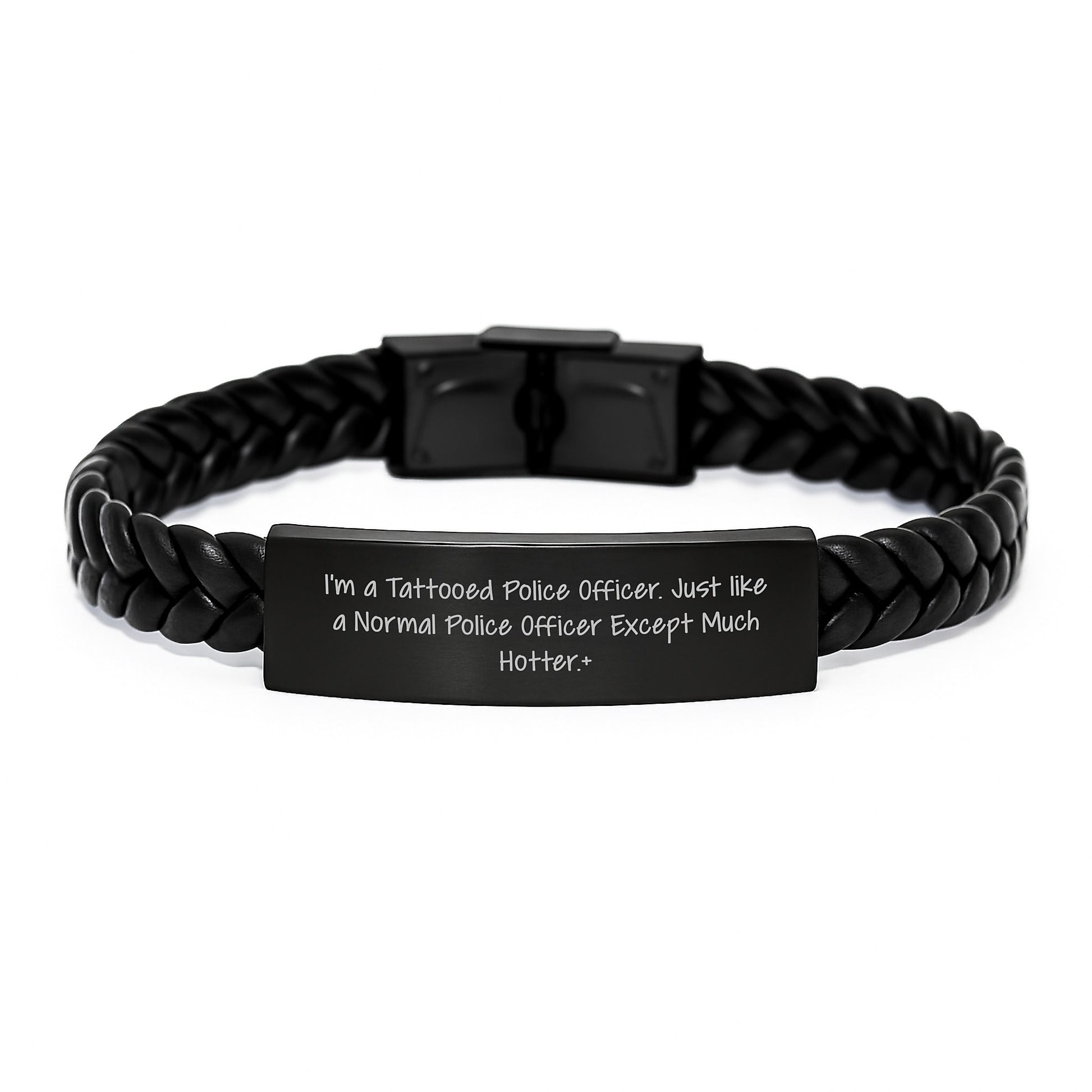 Police Officer Gifts Funny Quote Interlaced Leather Bracelet for Men Friends Coworkers from Family Unique Graduation Unique Gifts - Image 1