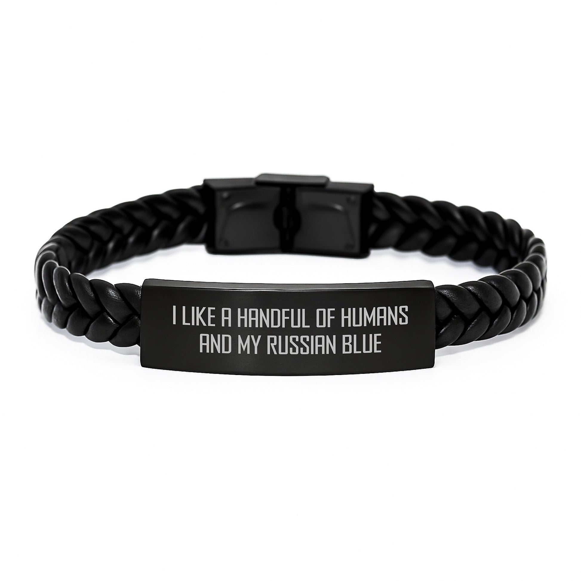 Russian Blue Cat Lovers Funny Interlaced Leather Bracelet Gifts from Friends for Birthday - Image 1