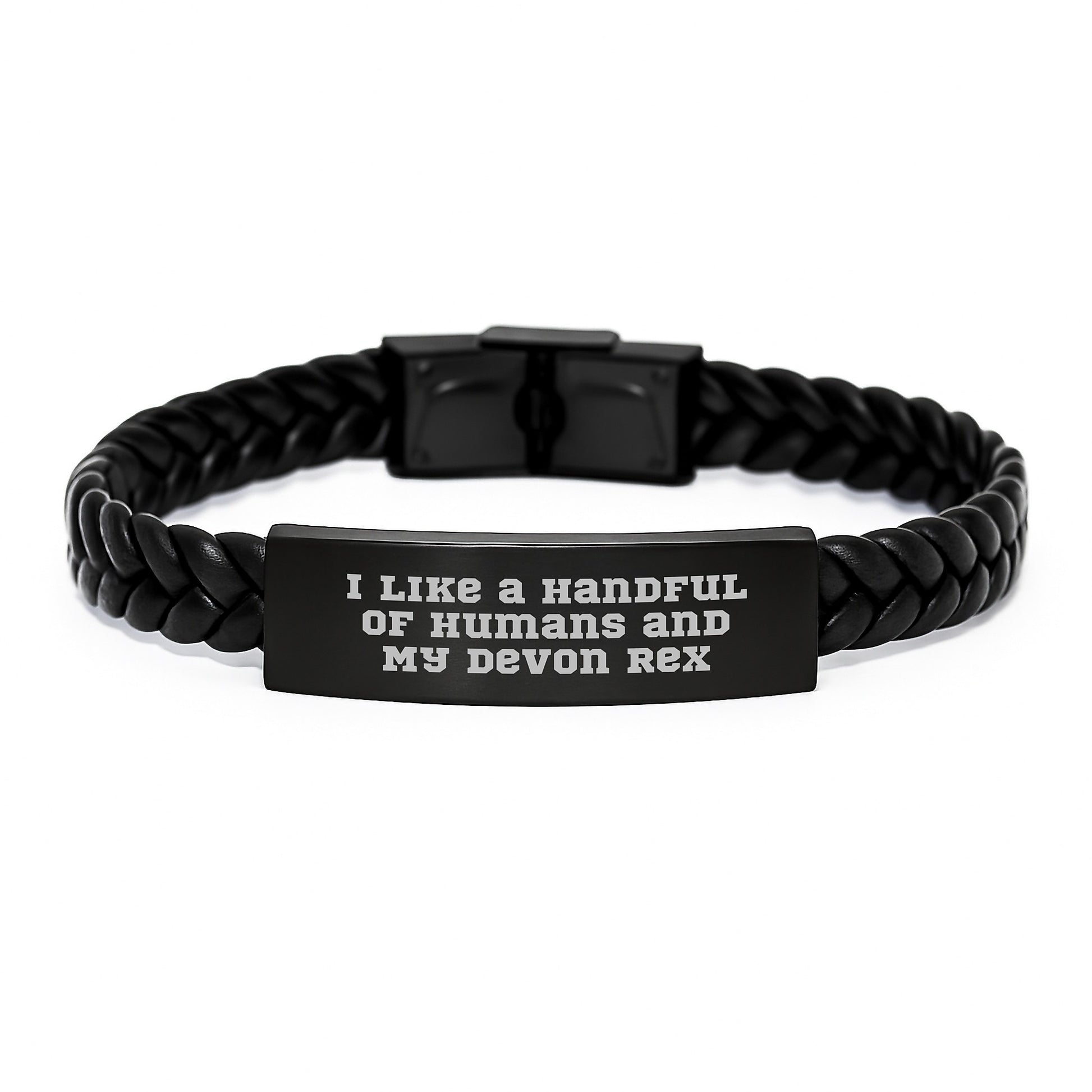 Devon Rex Cat Lover Gifts - I Like A Handful Of Humans And My Devon Rex, Interlaced Leather Graduation Unique Gifts from Friends to Family - Image 1