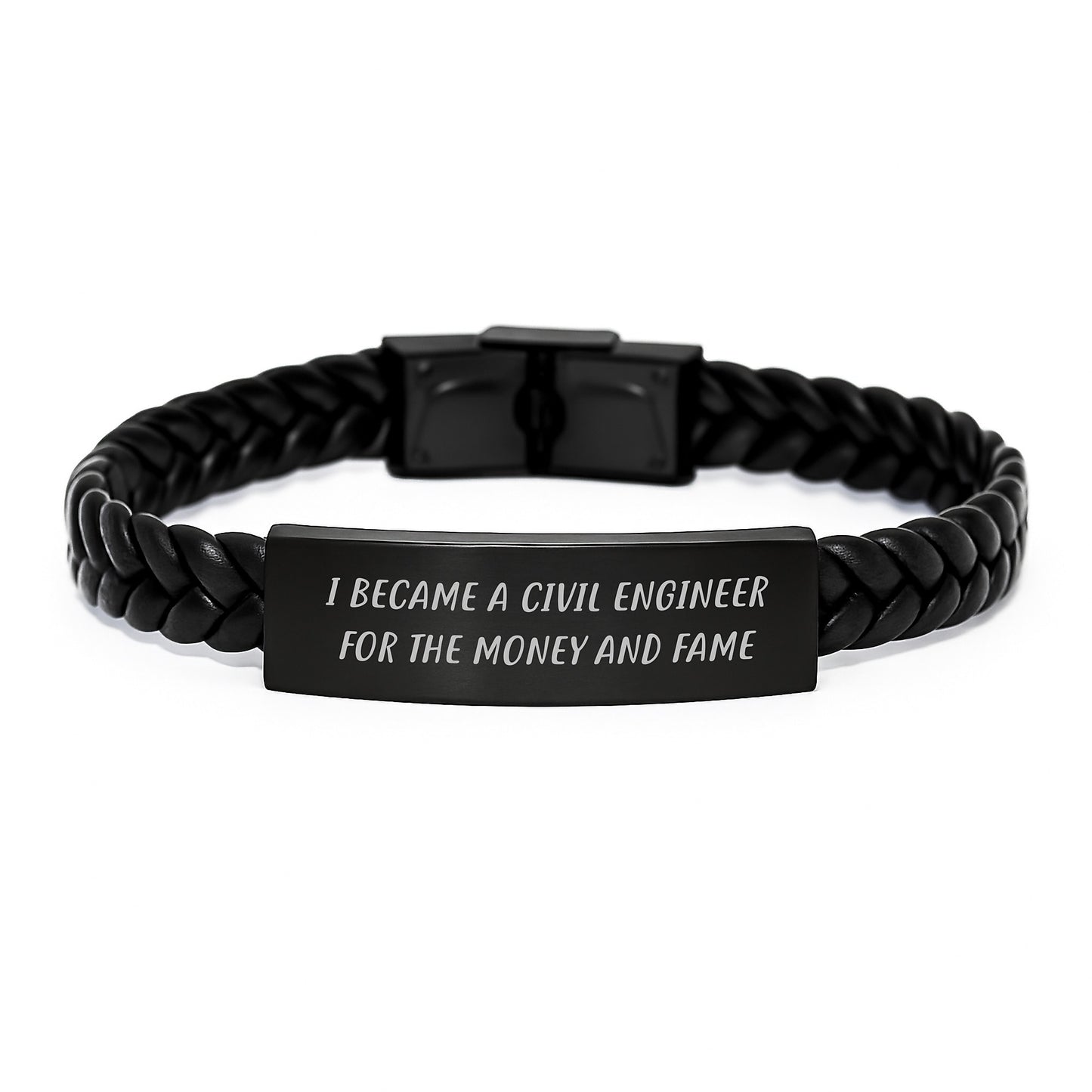 Civil Engineer Gifts, Interlaced Leather Bracelet, Funny Quote, Gifts from Family to Civil Engineer, Gifts for Graduation - Image 1