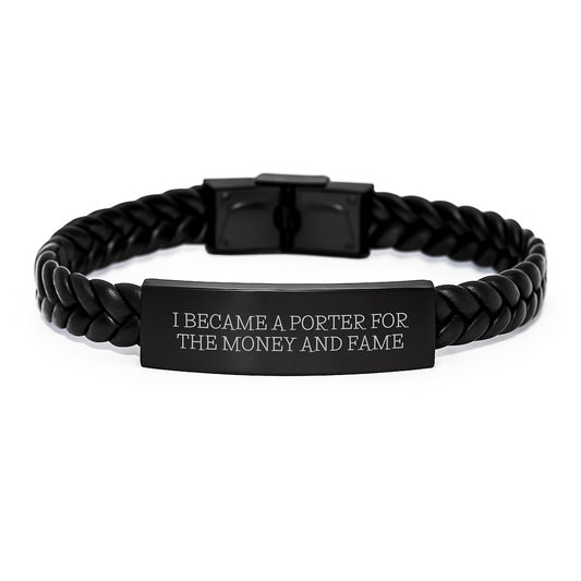 Funny Quote Gifts for Porter Friends from Family - Interlaced Leather Bracelet for Men and Women, Graduation Unique Gifts - Image 1