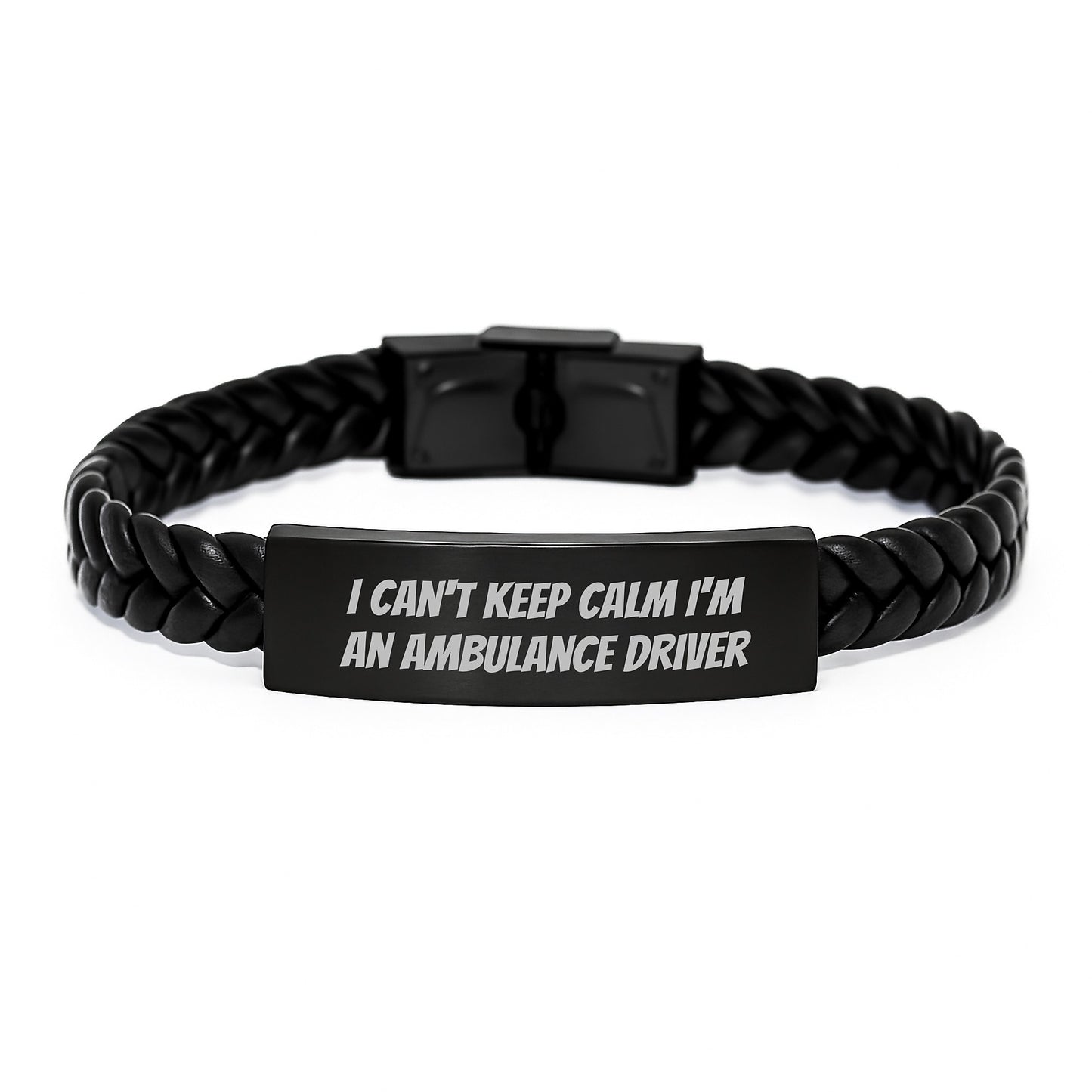 Funny Ambulance Driver Gifts I Can't Keep Calm Interlaced Leather Bracelet for Graduation from Friends, Coworkers or Family - Image 1