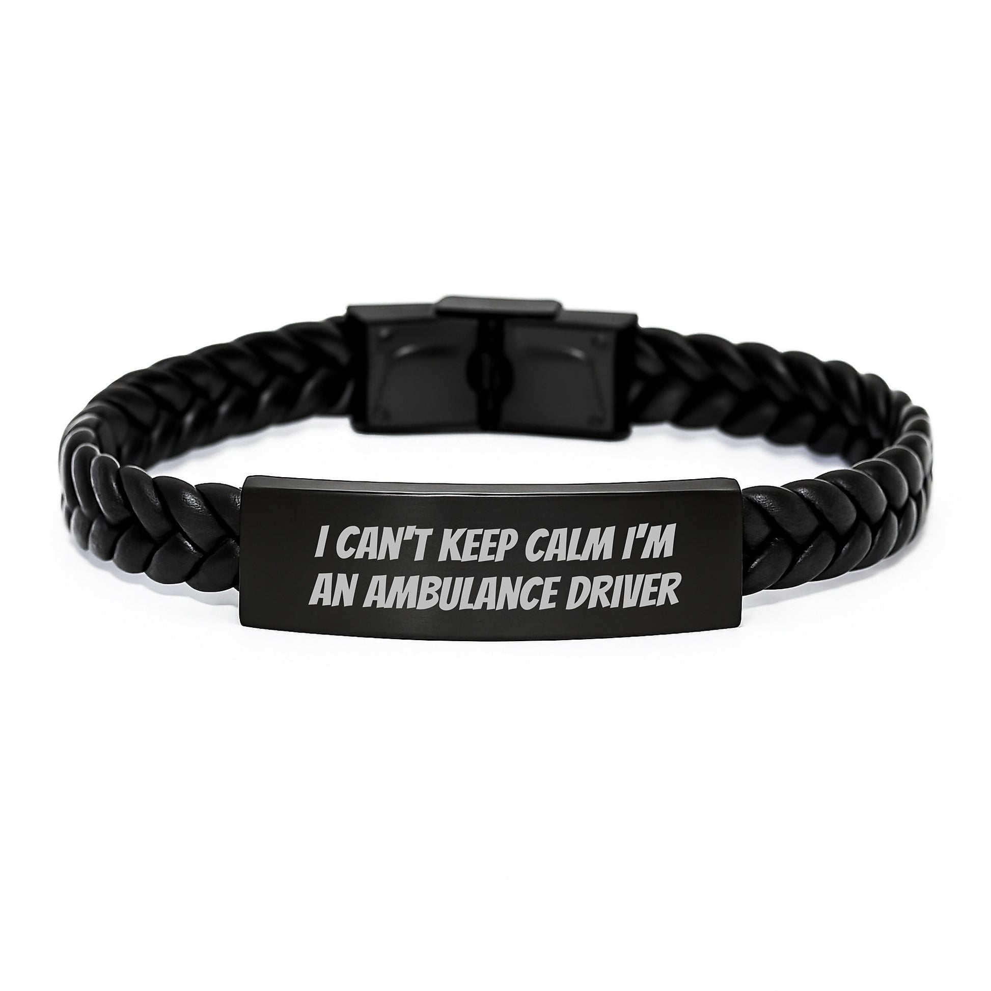 Funny Ambulance Driver Gifts I Can't Keep Calm Interlaced Leather Bracelet for Graduation from Friends, Coworkers or Family - Image 1