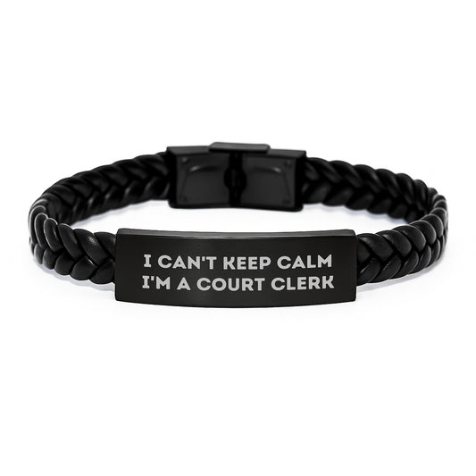 Funny Court Clerk Quote Interlaced Leather Bracelet Gifts from Friends for Court Clerk Birthday Unique Presents - Image 1