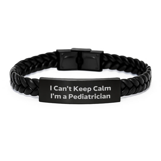 Funny Pediatrician Gifts - I Can't Keep Calm I'm A Pediatrician Interlaced Leather Bracelet for Men, Women, Family, Friends, Coworkers, Graduation Unique Gifts - Image 1