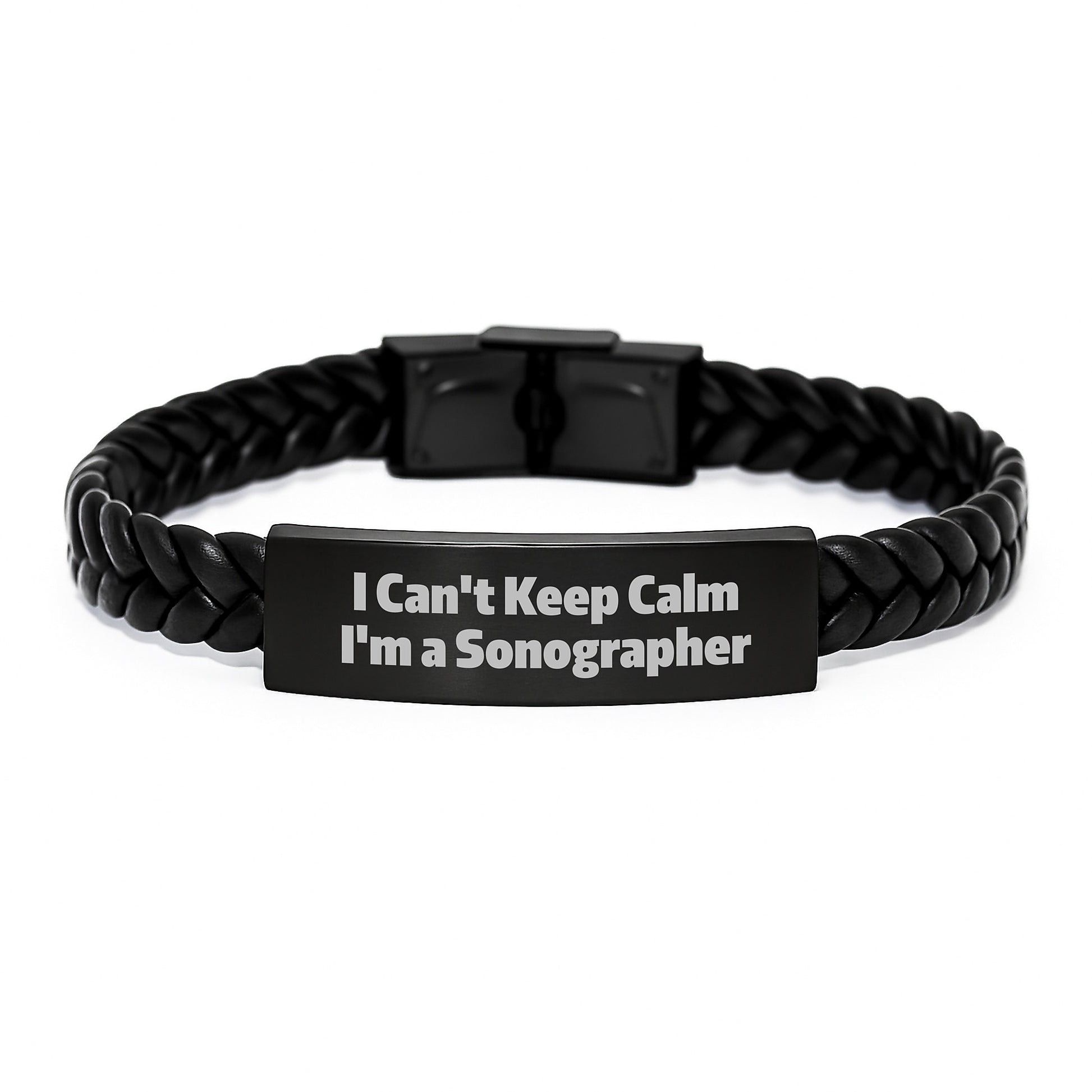 I Can't Keep Calm I'm A Sonographer Funny Quotes Interlaced Leather Bracelet Gifts for Sonographer Graduation Unique Presents from Family Friends Coworkers - Image 1