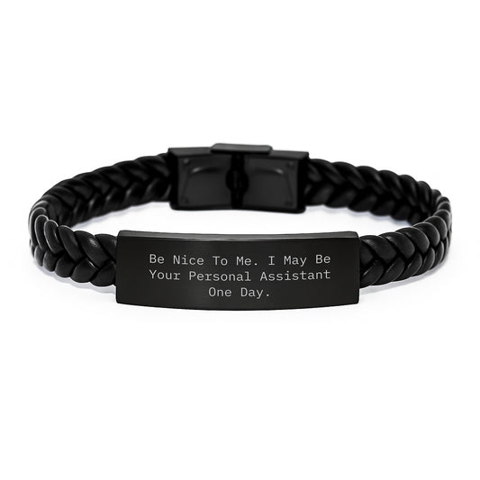 Gifts from Friends for Personal Assistants - Inspirational Quote Interlaced Leather Bracelet, Graduation Unique Gifts for Men and Women - Image 1
