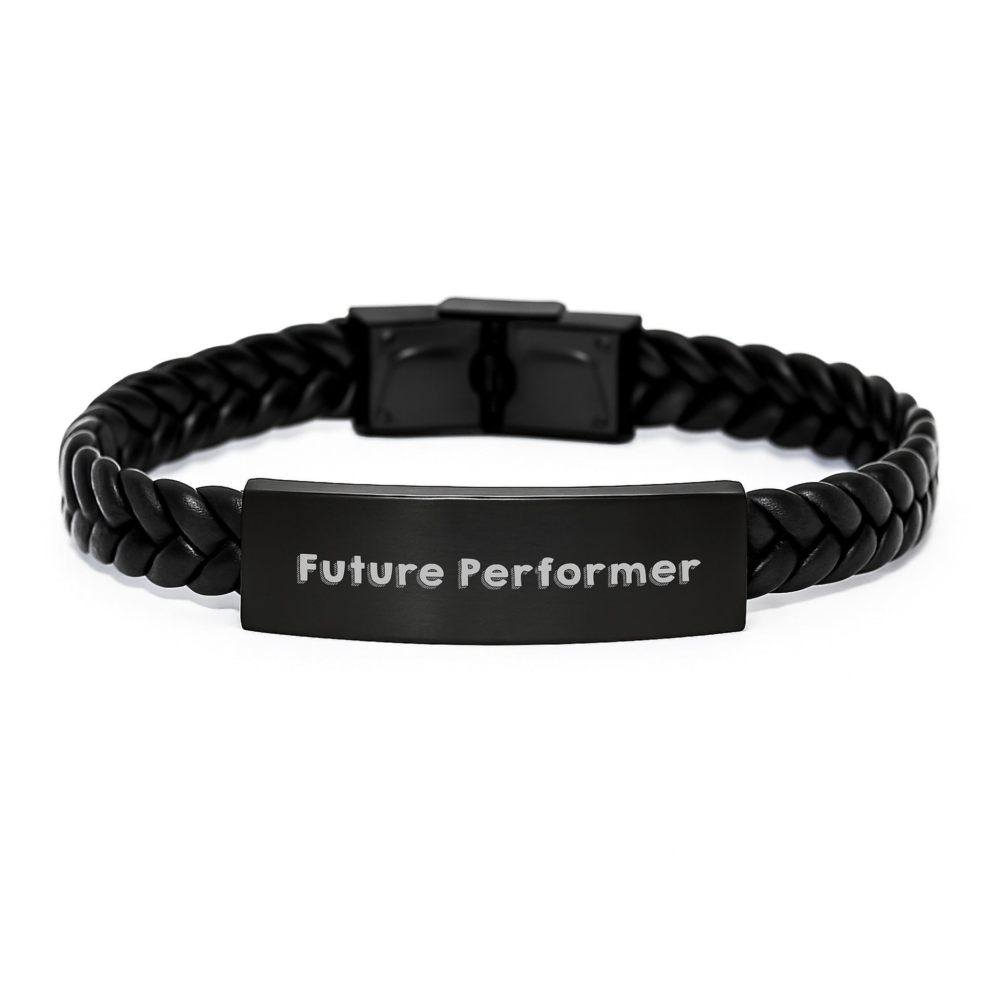 Future Performer Funny Quotes Interlaced Leather Bracelet Gifts from Friends for Birthday - Stainless Steel and PU Leather Combination, 7.87 inches - Image 1