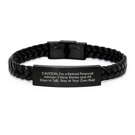 Funny Financial Advisor Gifts - Interlaced Leather Bracelet for Men, Women, or Coworkers - Birthday Unique Gifts from Friends or Family - Image 1