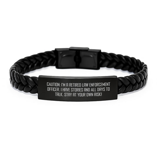 Funny Law Enforcement Officer Gifts - Interlaced Leather Bracelet for Men and Women - Birthday Unique Presents from Friends and Family - Image 1