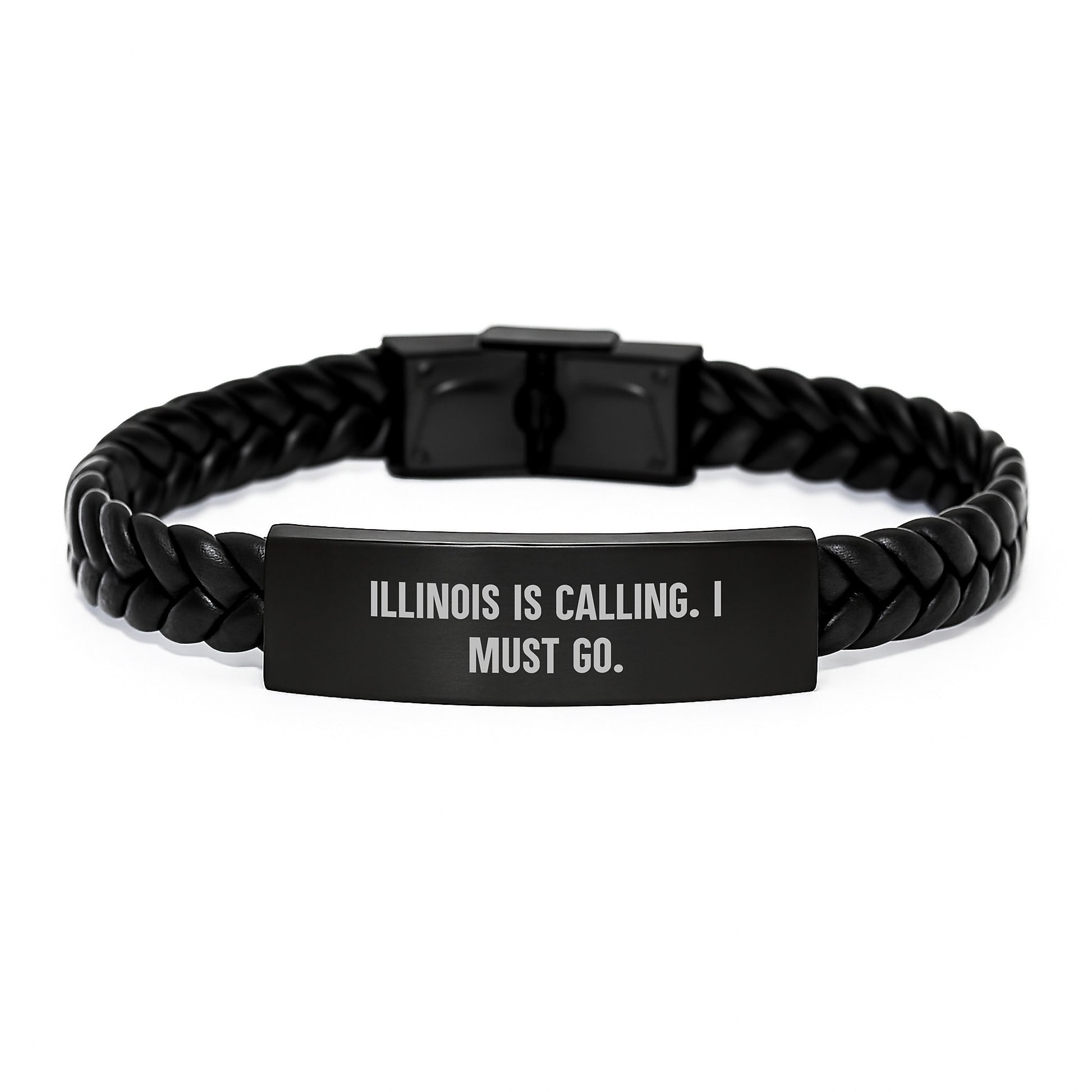 Illinois Calling Interlaced Leather Bracelet, Funny Quote for Men and Women, Birthday Unique Gifts from Friends, Unique Illinois Gifts for Illinois Residents - Image 1