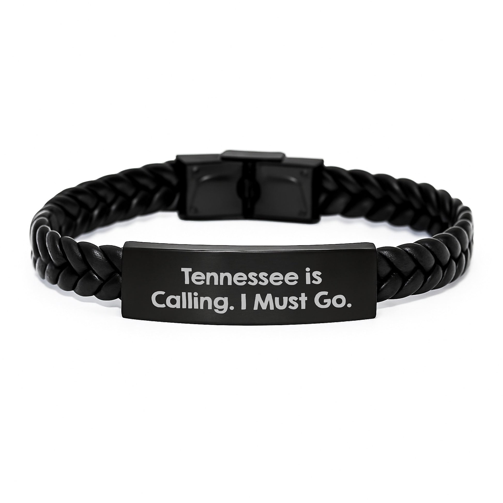 Tennessee Calling, 'Tennessee Is Calling. I Must Go.' Interlaced Leather Birthday Unique Gifts for Men, Women, Friends, Coworkers, Family - Image 1