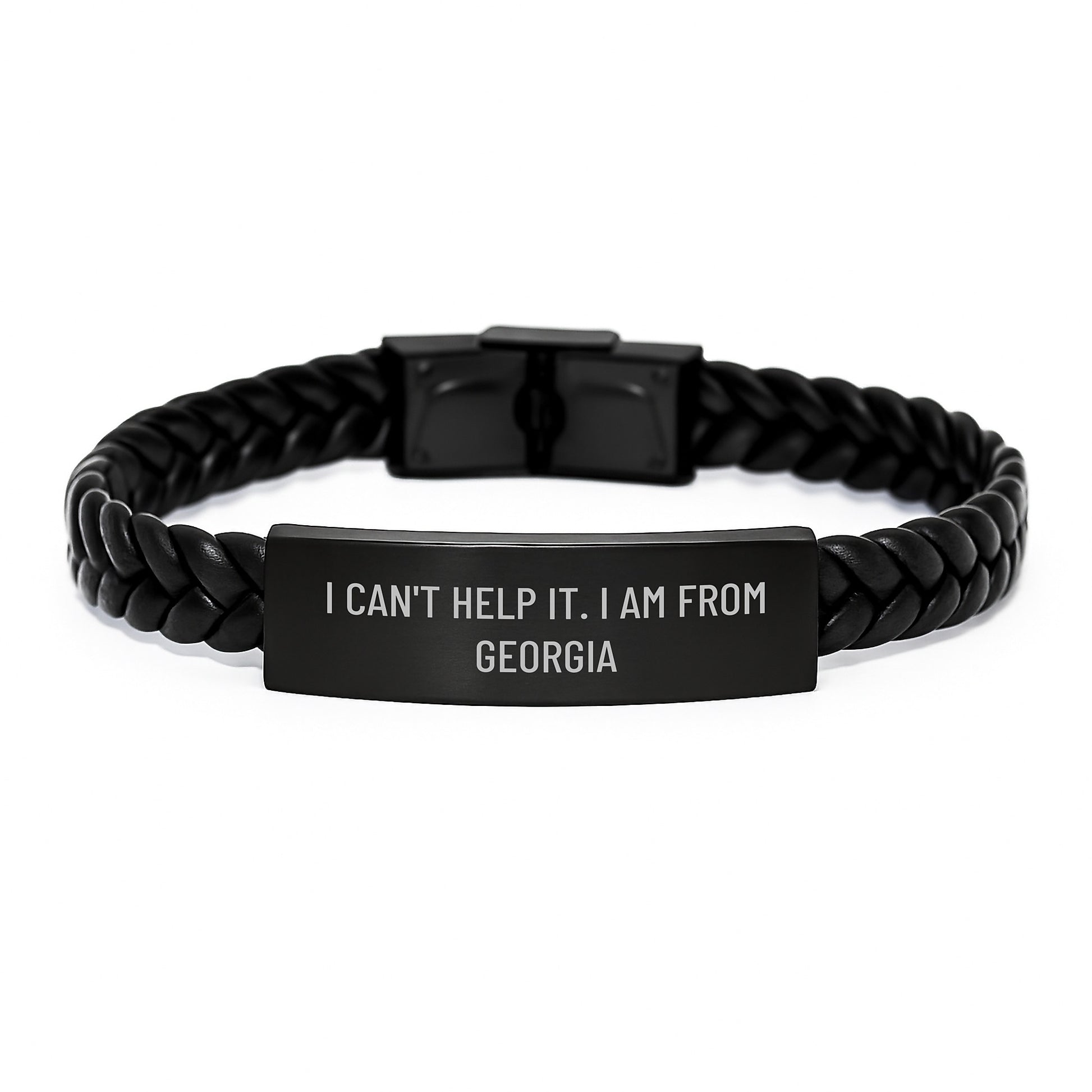 Georgia Gifts from Friends - 'I Can't Help It. I Am From Georgia' Interlaced Leather Bracelet for Men and Women, Birthday Unique Gifts - Image 1