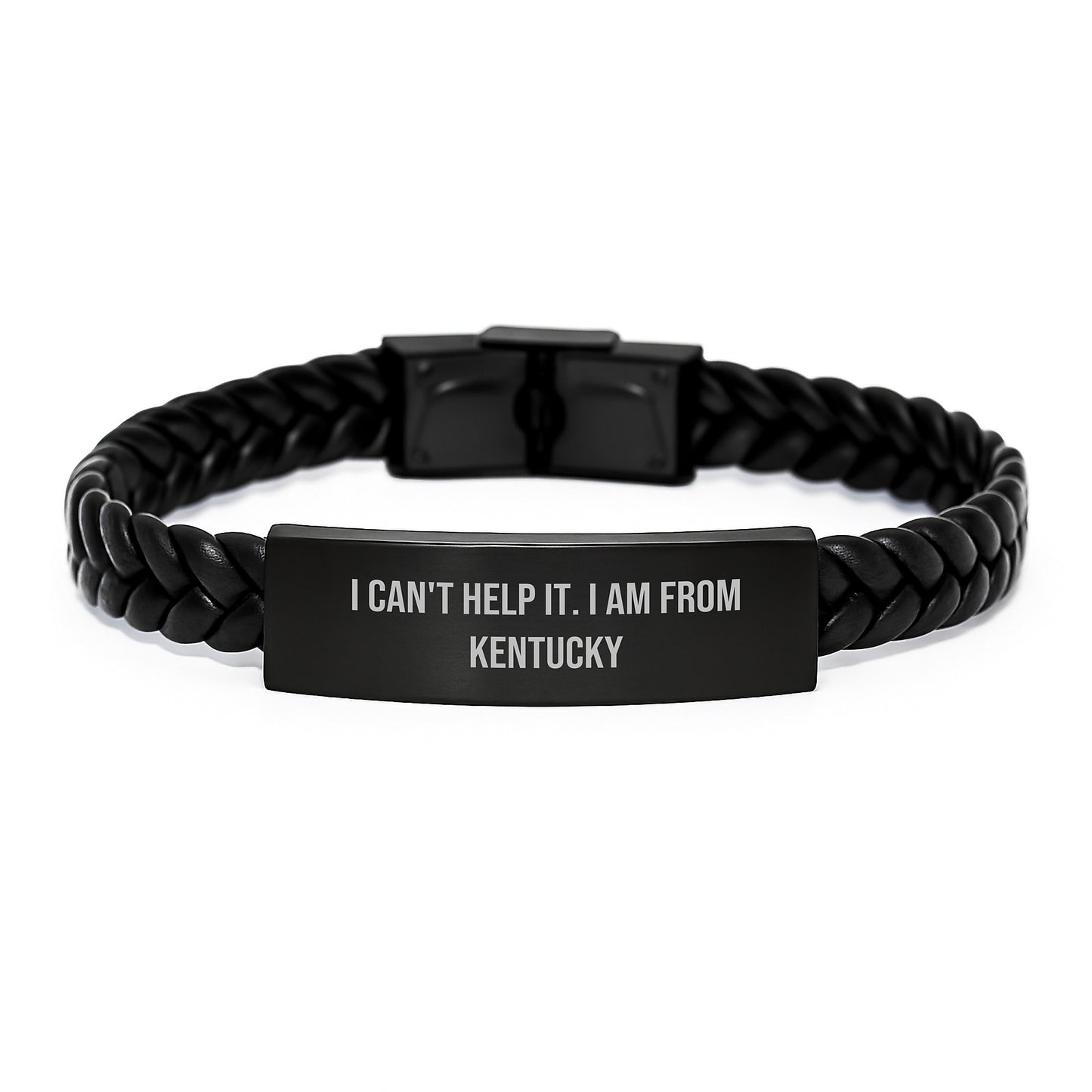 Kentucky Born, Interlaced Leather Style, 'I Can't Help It. I Am From Kentucky', Unique Birthday Unique Gifts from Friends to Family - Image 1
