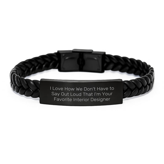 Interior Designer Gifts, Interlaced Leather Bracelet for Favorite Designer, Gifts from Friends to Interior Designer Graduates, Humorous Quote - Funny Interior Designer Present - Image 1