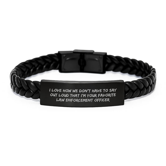 Funny Law Enforcement Officer Gifts, Interlaced Leather Bracelets for Men, Gifts from Family, Inspirational Quote, Law Enforcement Officer Appreciation Graduation Unique Gifts - Image 1