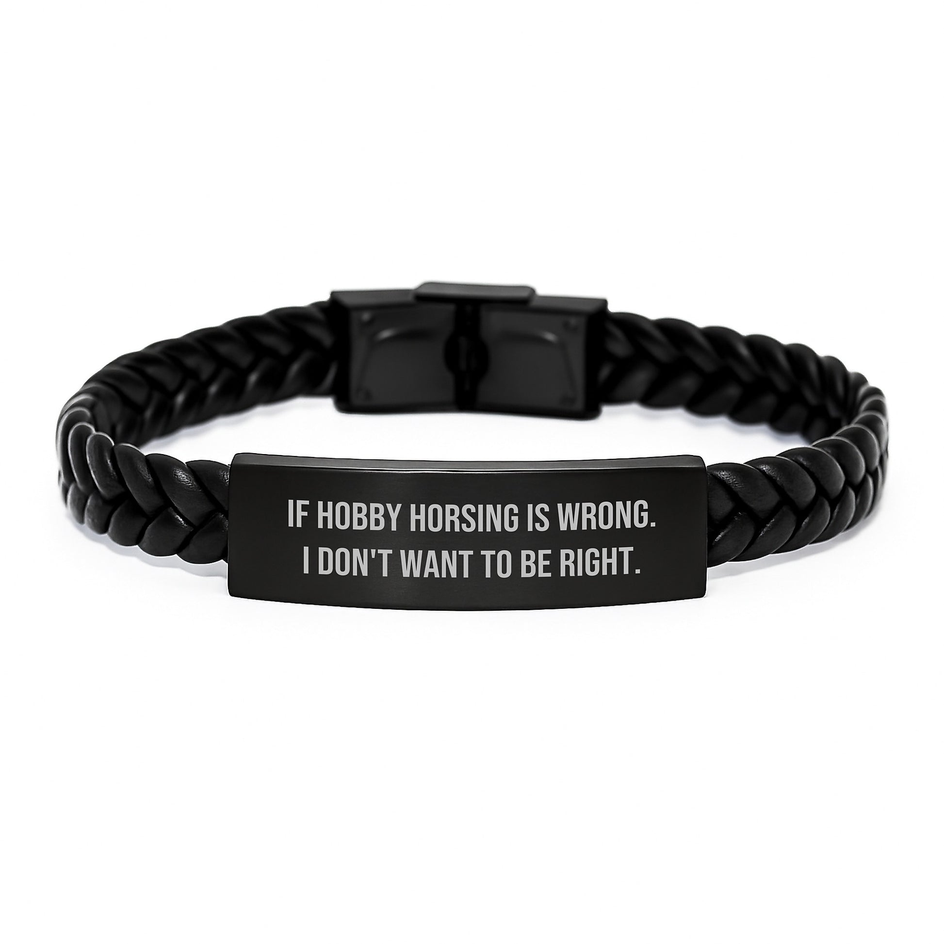 Hobby Horsing Enthusiasts' Delight, Funny Quote Interlaced Leather Bracelet Gifts for Men, Women, Friends, Coworkers, Family, Birthday Unique Treasures from Loved Ones - Image 1