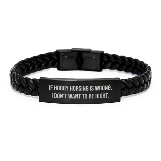 Hobby Horsing Enthusiasts' Delight, Funny Quote Interlaced Leather Bracelet Gifts for Men, Women, Friends, Coworkers, Family, Birthday Unique Treasures from Loved Ones - Image 1