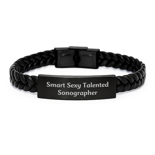 Sonographer Gifts Funny Quote Interlaced Leather Birthday Bracellete, 'Smart Sexy Talented' from Friends, Gifts for Sonographer Women - Image 1