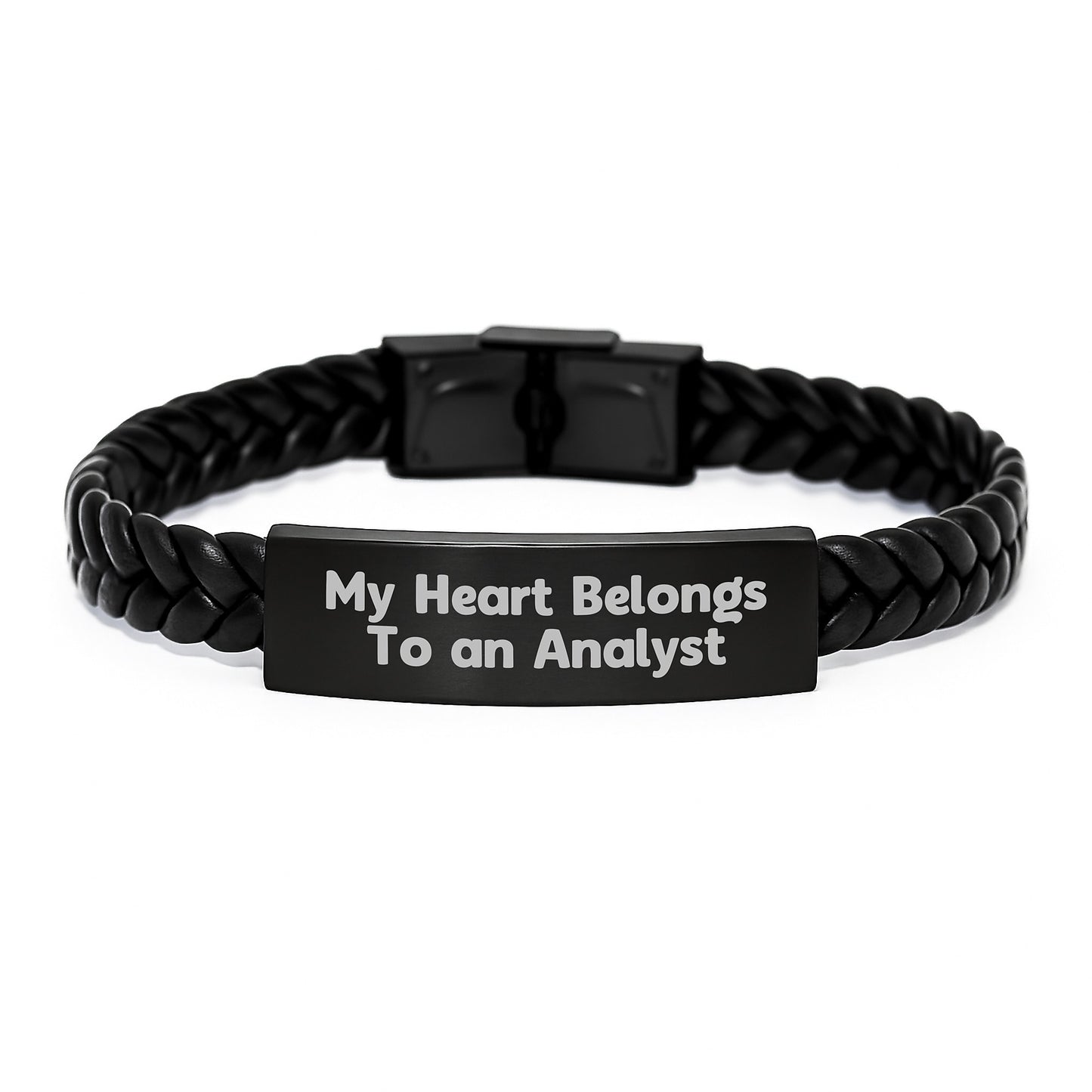 Funny Analyst Gifts from Friends - My Heart Belongs To An Analyst Interlaced Leather Bracelet, Birthday Unique Gifts for Men, Women, Coworkers, Family - Image 1