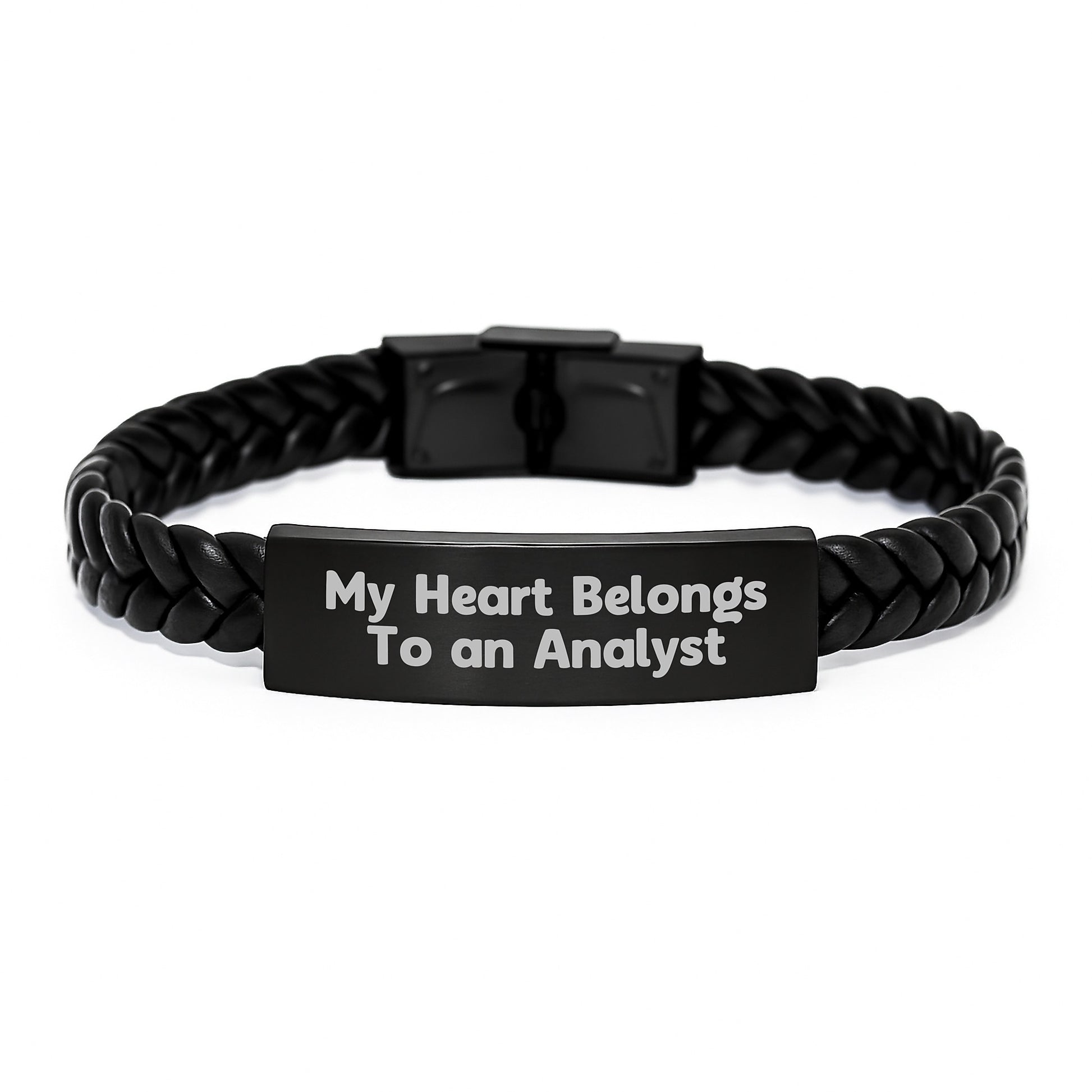 Funny Analyst Gifts from Friends - My Heart Belongs To An Analyst Interlaced Leather Bracelet, Birthday Unique Gifts for Men, Women, Coworkers, Family - Image 1