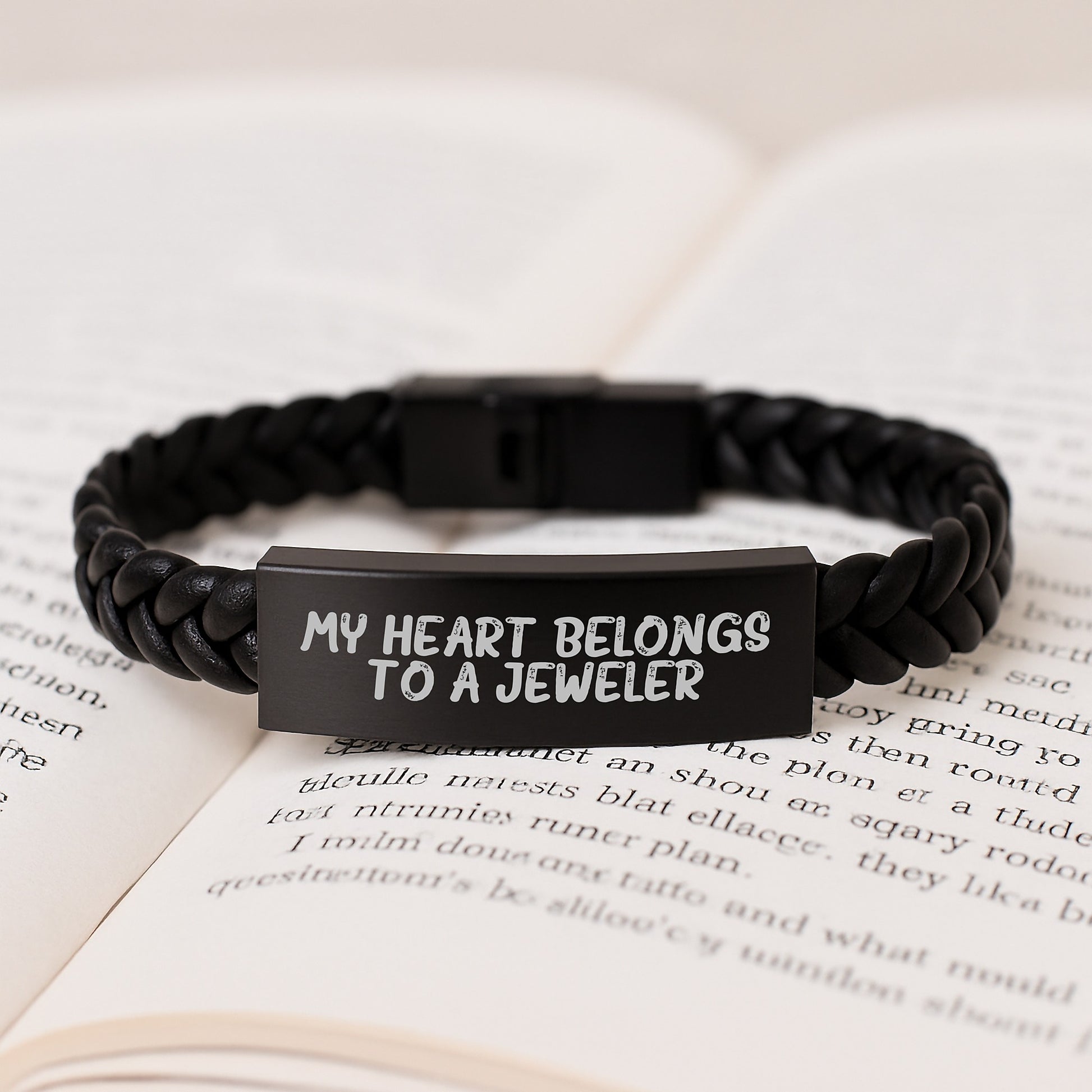 Jeweler Gifts from Men, Unique Interlaced Leather Bracelets with My Heart Belongs To A Jeweler Quote, Perfect for Graduation, Gifts for Jeweler - Men, Women, Friends, Family - Image 3