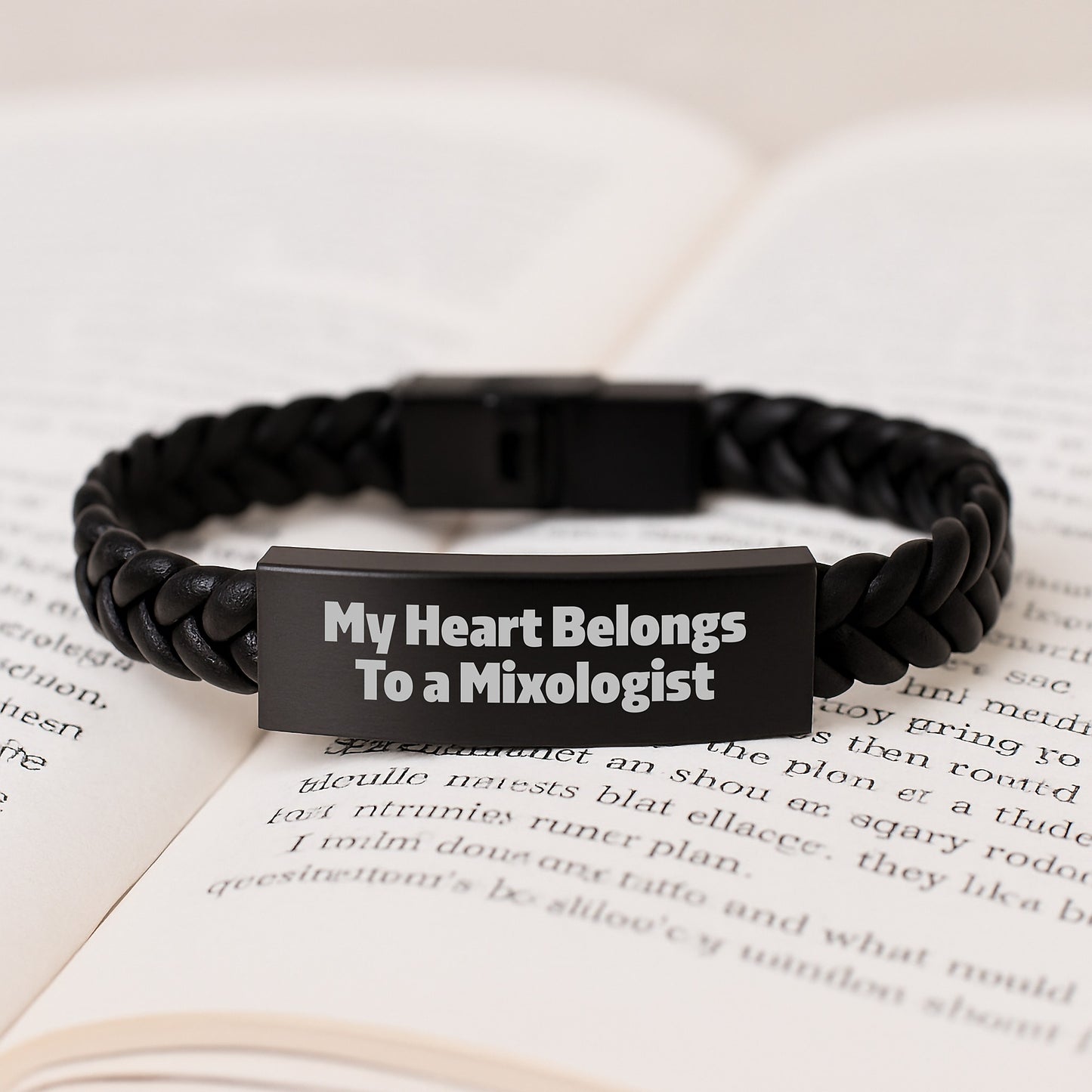 Funny Mixologist Gifts from Friends to Men - 'My Heart Belongs To A Mixologist' Interlaced Leather Bracelet for Graduation Unique Gifts - Image 3