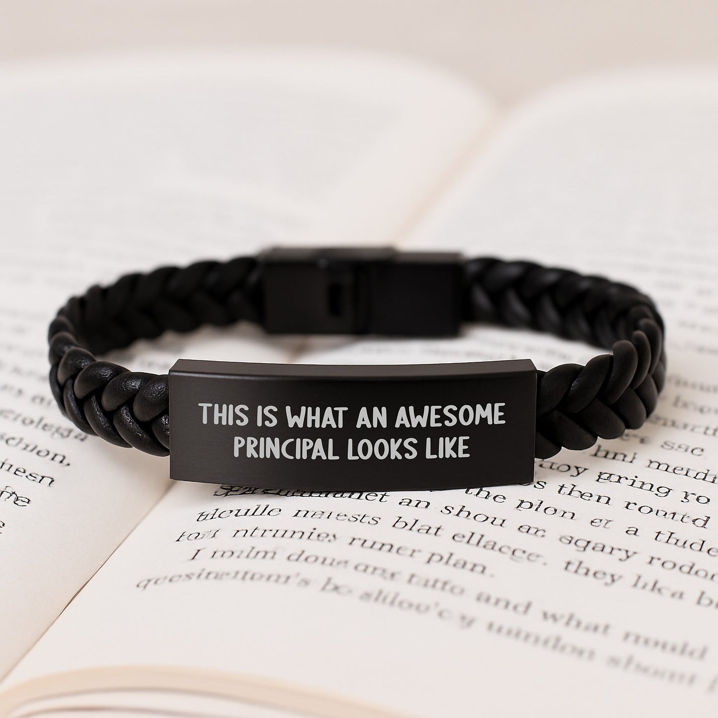 Funny Principal Gifts - Interlaced Leather Bracelet from Family, Friends, or Coworkers for Graduation, 'This Is What An Awesome Principal Looks Like' - Image 3