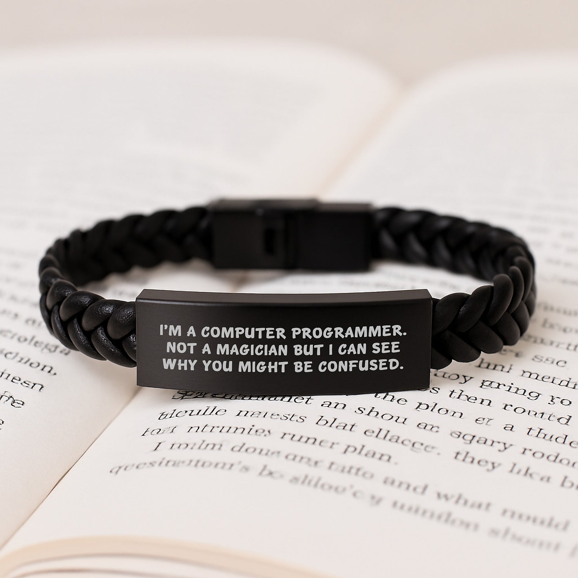 Funny Computer Programmer Gifts from Friends - Interlaced Leather Bracelet for Men and Women Graduation Unique Presents - Image 3