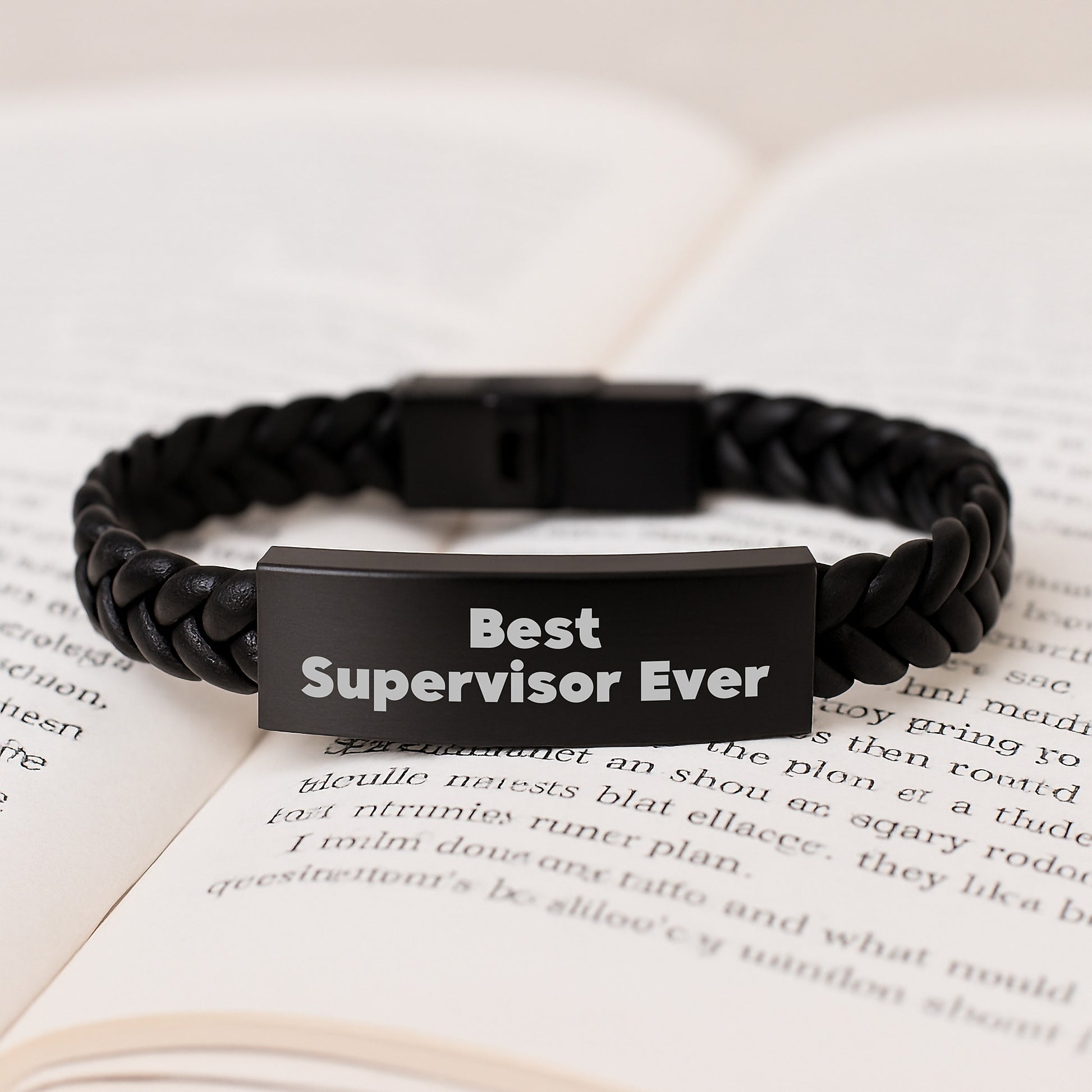 Funny Supervisor Gifts from Men to Best Supervisor Ever Interlaced Leather Bracelet for Graduation Unique Gifts - Image 3