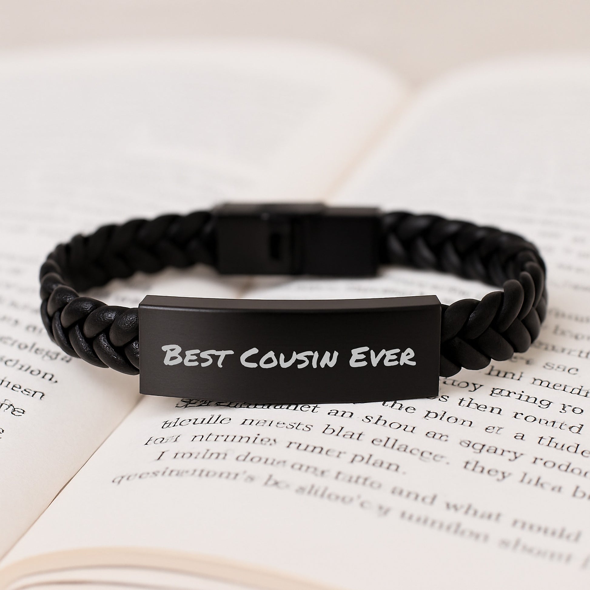 Funny Cousin Gifts - Interlaced Leather Bracelet for Men or Women - Best Cousin Ever Quote on Birthday - Gifts from Family to Cousin - Image 3