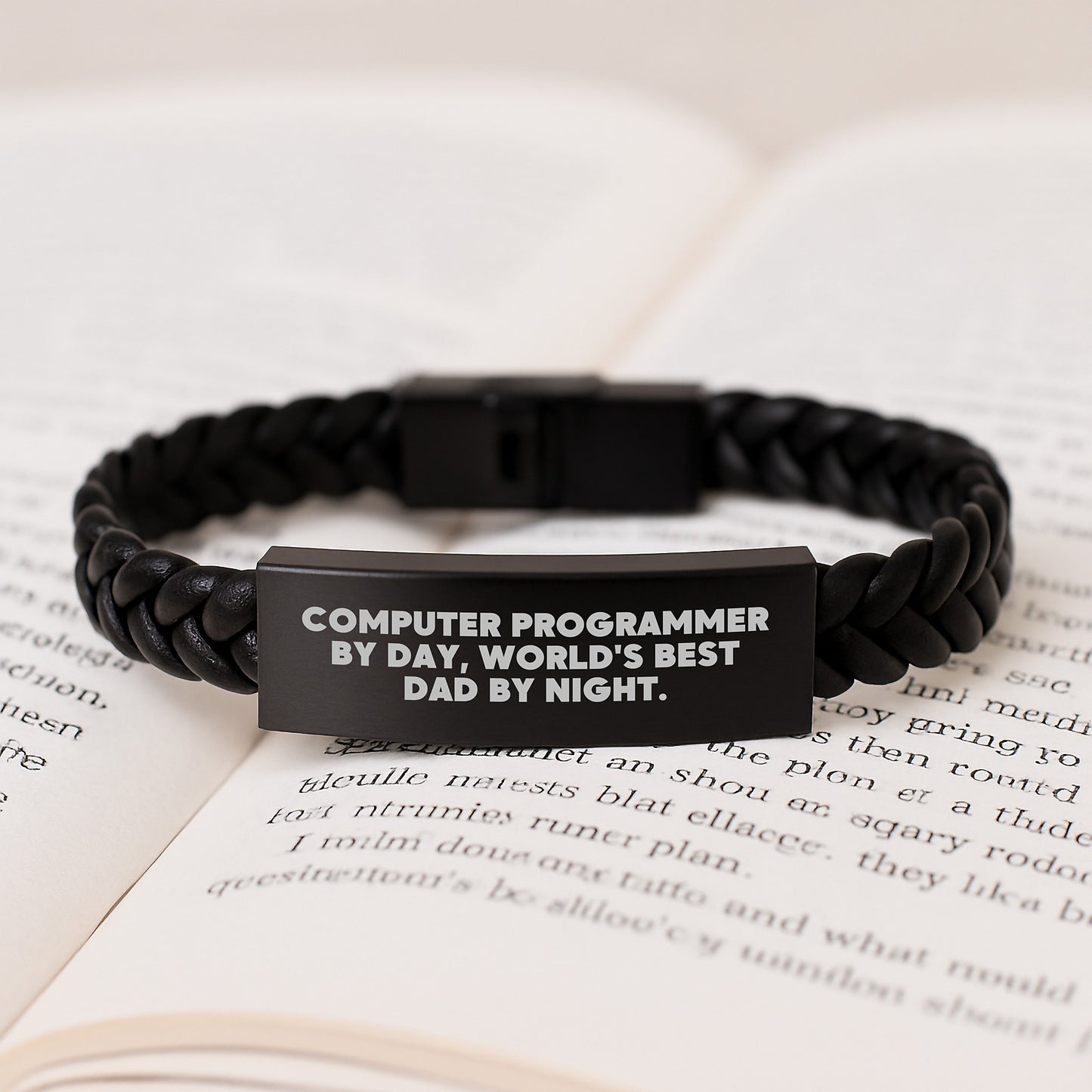 Computer Programmer Gifts, Funny Quote Interlaced Leather Bracelet from Dad, Gift for Computer Programmer Men, Women, Friends, Coworkers, Family - Graduation Unique Gifts - Image 3