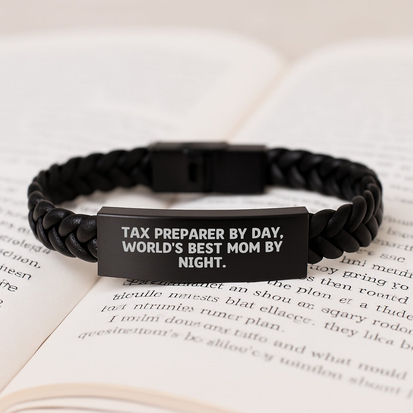 Tax Preparer Gifts by Day, World's Best Mom Interlaced Leather Bracelet, Graduation Unique Gifts from Mom to Tax Preparer - Image 3