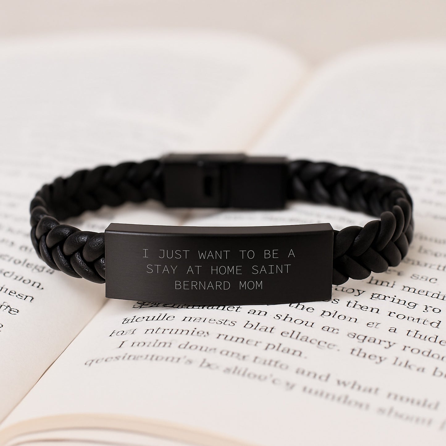 'Funny' Saint Bernard Dog Mom Gifts from Men for Graduation Unique Gifts - Interlaced Leather Bracelet for Saint Bernard Dog Lovers - Image 3